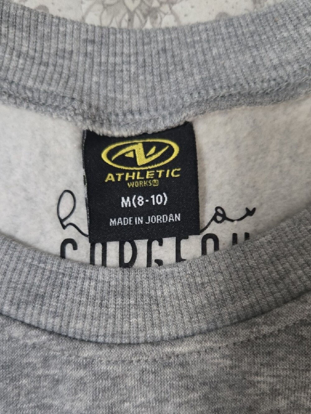 Athletic Works Gray Crewneck Sweater with Pink Pumpkin Graphic - Picture 2 of 3